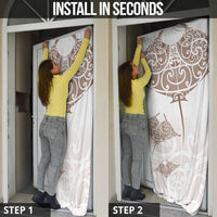 New Zealand Manta Ray Tattoo Door Cover Aotearoa Maori Haehae Beige LT14 - Polynesian Pride
