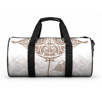 New Zealand Manta Ray Tattoo Duffle Bag Aotearoa Maori Haehae Beige