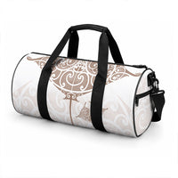 New Zealand Manta Ray Tattoo Duffle Bag Aotearoa Maori Haehae Beige