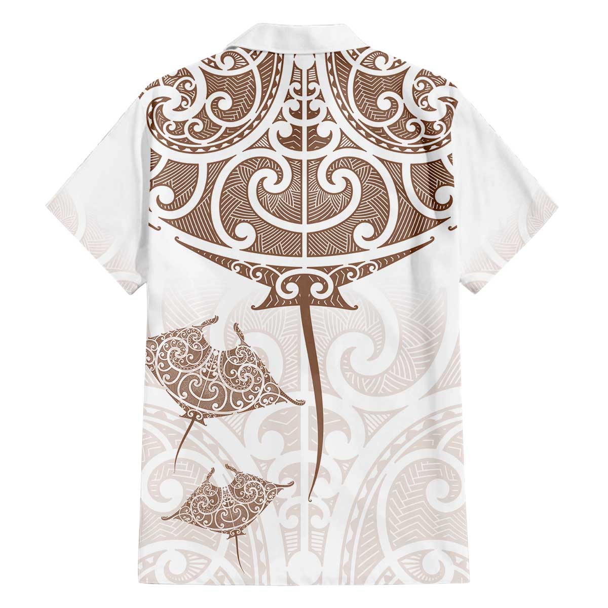 New Zealand Manta Ray Tattoo Family Matching Off The Shoulder Long Sleeve Dress and Hawaiian Shirt Aotearoa Maori Haehae Beige LT14 - Polynesian Pride