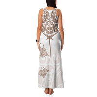 New Zealand Manta Ray Tattoo Family Matching Tank Maxi Dress and Hawaiian Shirt Aotearoa Maori Haehae Beige LT14 - Polynesian Pride