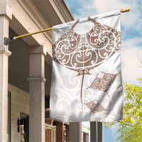 New Zealand Manta Ray Tattoo Garden Flag Aotearoa Maori Haehae Beige LT14 House Flag White - Polynesian Pride