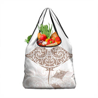 New Zealand Manta Ray Tattoo Grocery Bag Aotearoa Maori Haehae Beige LT14 1-pack One Size White - Polynesian Pride