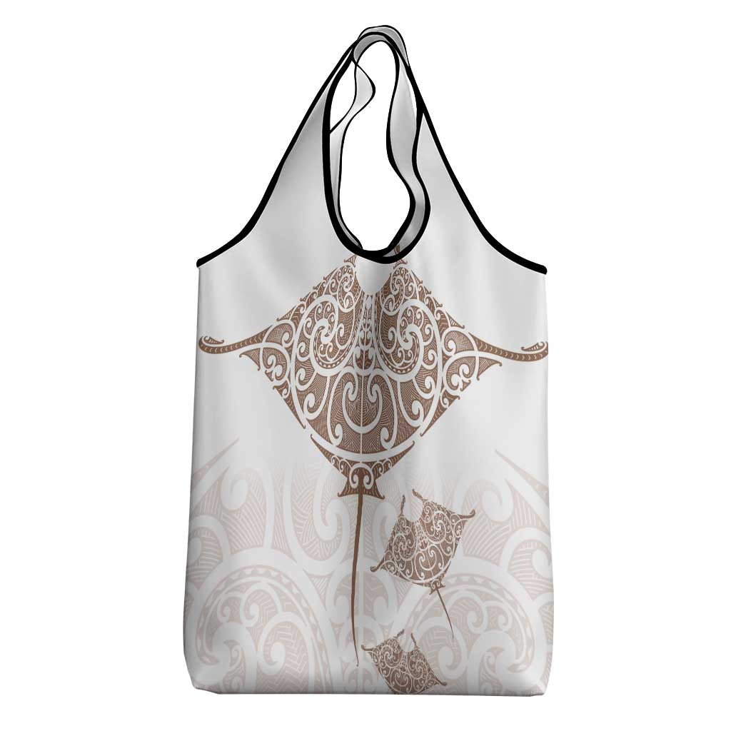 New Zealand Manta Ray Tattoo Grocery Bag Aotearoa Maori Haehae Beige LT14 - Polynesian Pride
