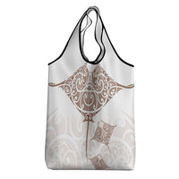 New Zealand Manta Ray Tattoo Grocery Bag Aotearoa Maori Haehae Beige LT14 - Polynesian Pride