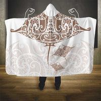 New Zealand Manta Ray Tattoo Hooded Blanket Aotearoa Maori Haehae Beige LT14 - Polynesian Pride