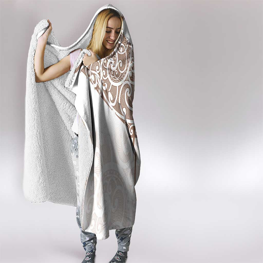 New Zealand Manta Ray Tattoo Hooded Blanket Aotearoa Maori Haehae Beige LT14 - Polynesian Pride
