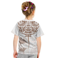 New Zealand Manta Ray Tattoo Kid T Shirt Aotearoa Maori Haehae Beige LT14 - Polynesian Pride