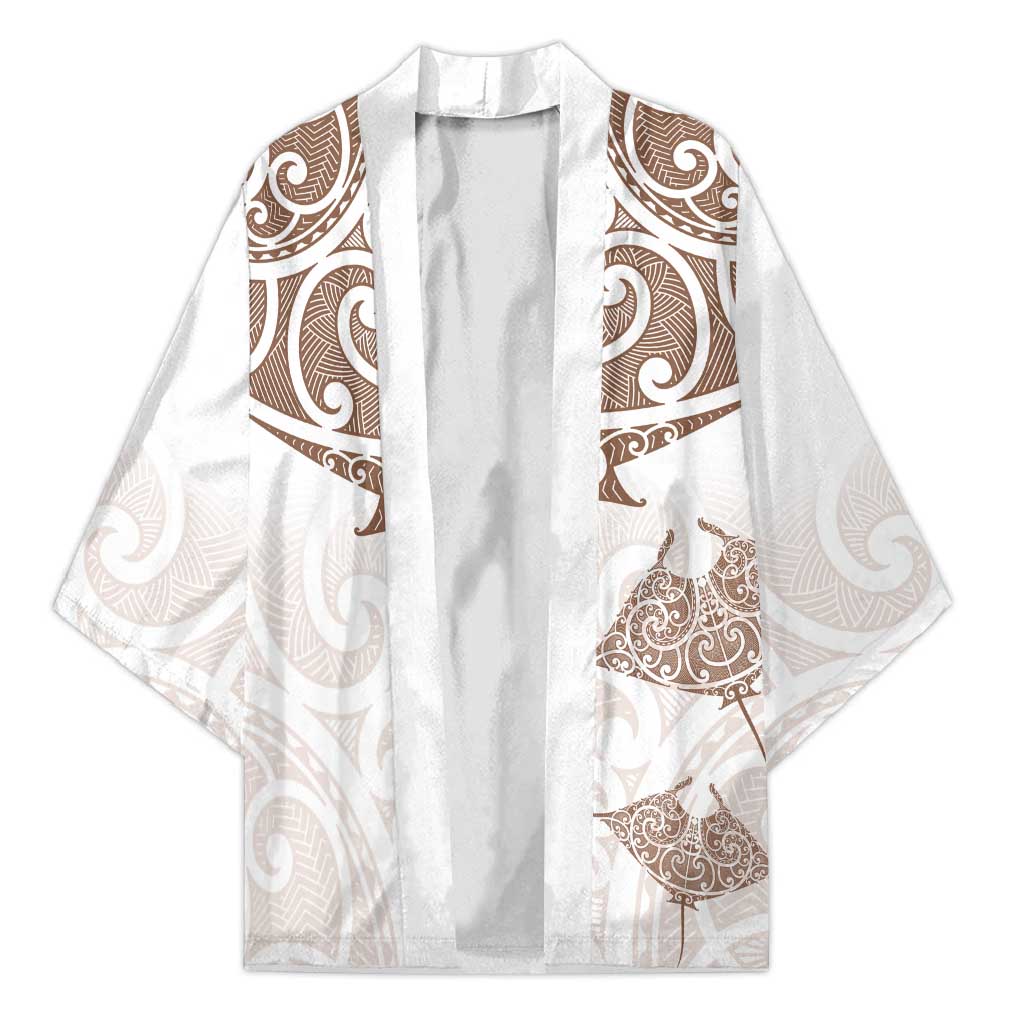 New Zealand Manta Ray Tattoo Kimono Aotearoa Maori Haehae Beige - Polynesian Pride