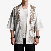 New Zealand Manta Ray Tattoo Kimono Aotearoa Maori Haehae Beige - Polynesian Pride