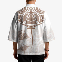 New Zealand Manta Ray Tattoo Kimono Aotearoa Maori Haehae Beige - Polynesian Pride