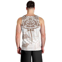New Zealand Manta Ray Tattoo Men Tank Top Aotearoa Maori Haehae Beige LT14 - Polynesian Pride