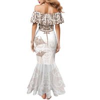 New Zealand Manta Ray Tattoo Mermaid Dress Aotearoa Maori Haehae Beige LT14 - Polynesian Pride