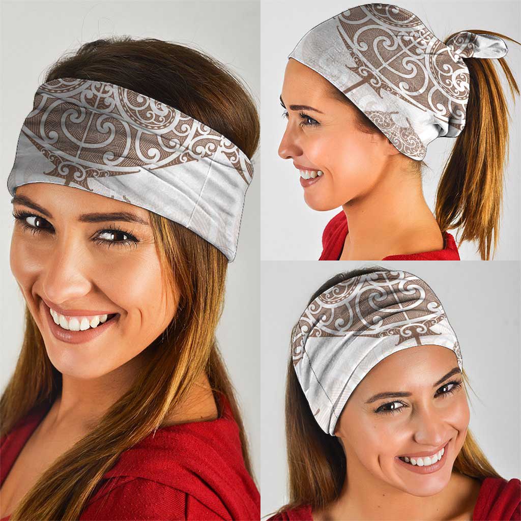 New Zealand Manta Ray Tattoo Neck Gaiter Aotearoa Maori Haehae Beige - Polynesian Pride