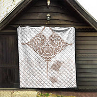 New Zealand Manta Ray Tattoo Quilt Aotearoa Maori Haehae Beige - Polynesian Pride