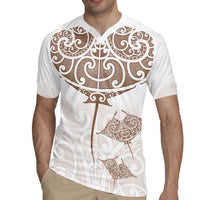 New Zealand Manta Ray Tattoo Rugby Jersey Aotearoa Maori Haehae Beige LT14 - Polynesian Pride