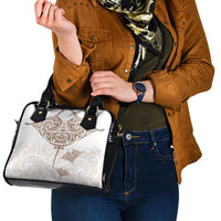 New Zealand Manta Ray Tattoo Shoulder Handbag Aotearoa Maori Haehae Beige - Polynesian Pride