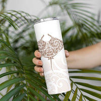 New Zealand Manta Ray Tattoo Skinny Tumbler Aotearoa Maori Haehae Beige LT14 - Polynesian Pride