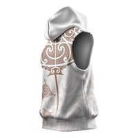 New Zealand Manta Ray Tattoo Sleeveless Hoodie Aotearoa Maori Haehae Beige LT14 - Polynesian Pride