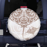 New Zealand Manta Ray Tattoo Spare Tire Cover Aotearoa Maori Haehae Beige LT14 No hole White - Polynesian Pride