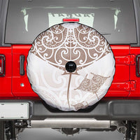 New Zealand Manta Ray Tattoo Spare Tire Cover Aotearoa Maori Haehae Beige LT14 - Polynesian Pride