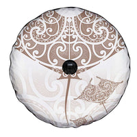 New Zealand Manta Ray Tattoo Spare Tire Cover Aotearoa Maori Haehae Beige LT14 - Polynesian Pride