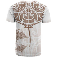 New Zealand Manta Ray Tattoo T Shirt Aotearoa Maori Haehae Beige LT14 - Polynesian Pride