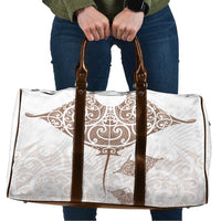 New Zealand Manta Ray Tattoo Travel Bag Aotearoa Maori Haehae Beige LT14 White - Polynesian Pride