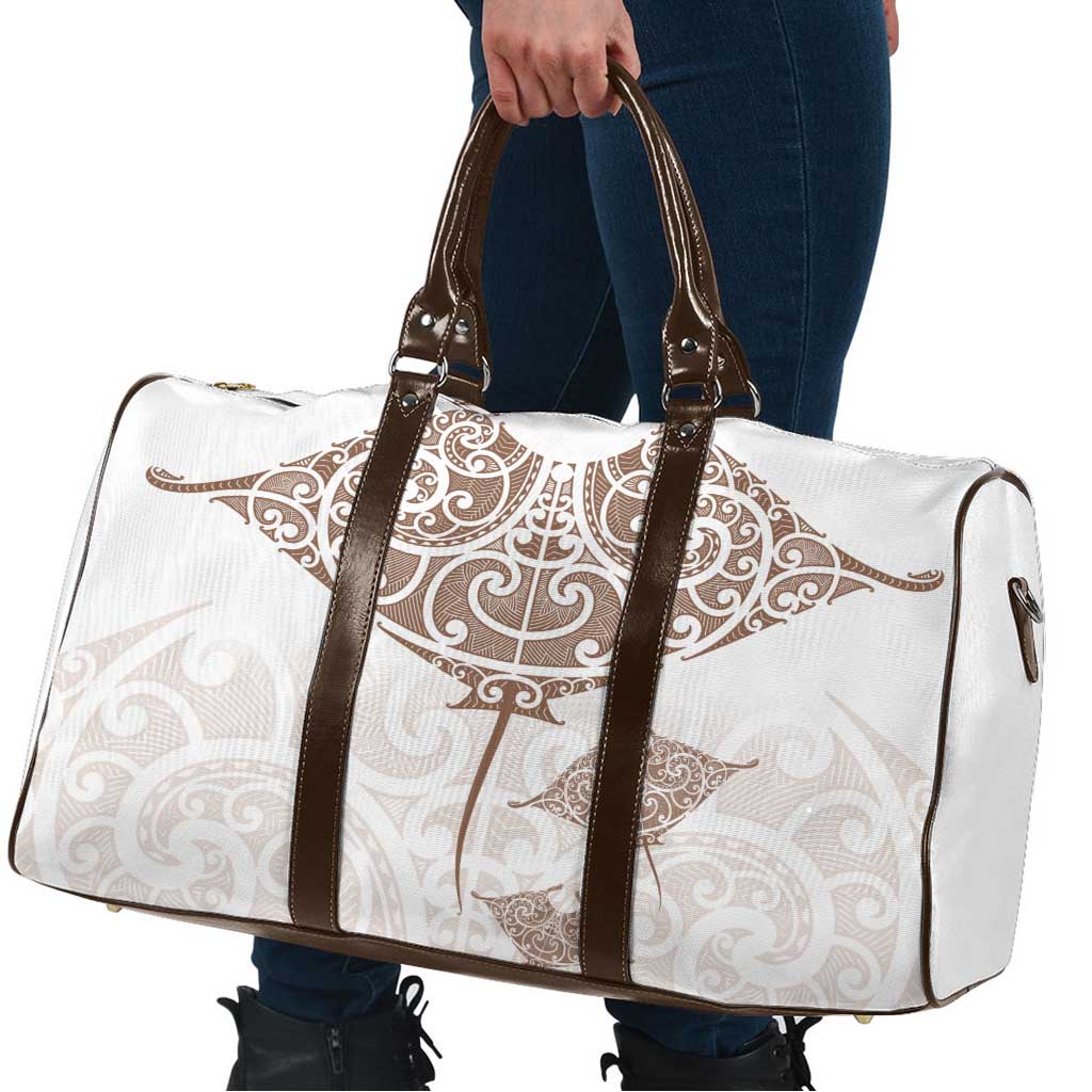 New Zealand Manta Ray Tattoo Travel Bag Aotearoa Maori Haehae Beige LT14 - Polynesian Pride