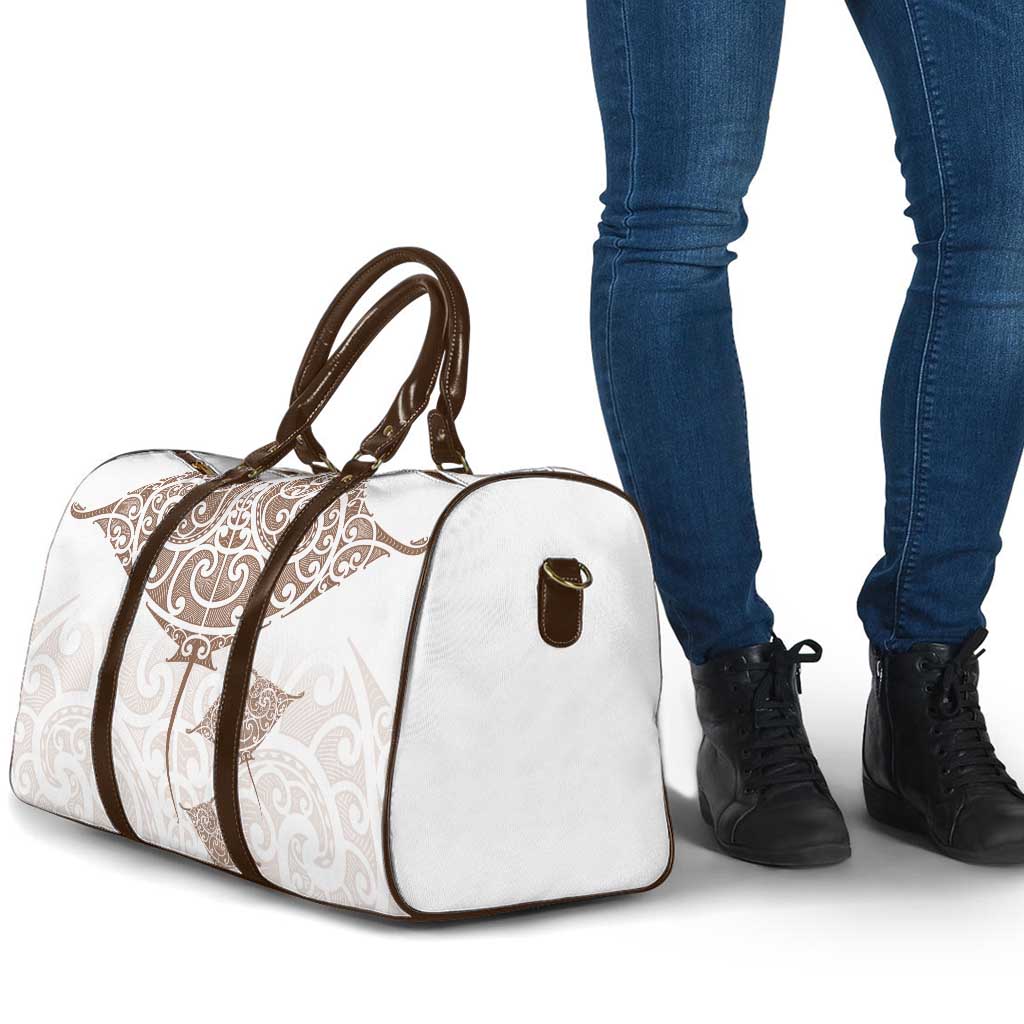 New Zealand Manta Ray Tattoo Travel Bag Aotearoa Maori Haehae Beige LT14 - Polynesian Pride