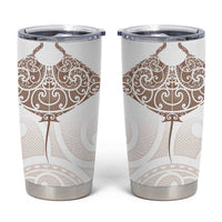 New Zealand Manta Ray Tattoo Tumbler Cup Aotearoa Maori Haehae Beige LT14 White - Polynesian Pride