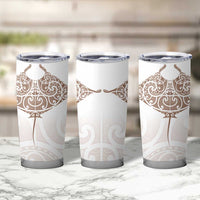 New Zealand Manta Ray Tattoo Tumbler Cup Aotearoa Maori Haehae Beige LT14 - Polynesian Pride