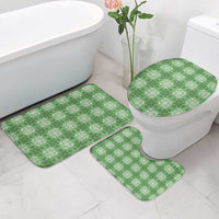 Green Hawaiian Quilt Bathroom Set Hawaii Pineapple Monstera Palaka Motifs - Polynesian Pride