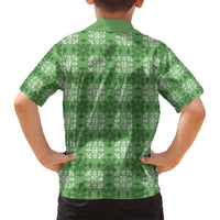Green Hawaiian Quilt Family Matching Off Shoulder Maxi Dress and Hawaiian Shirt Hawaii Pineapple Monstera Palaka Motifs LT14 - Polynesian Pride