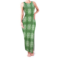 Green Hawaiian Quilt Family Matching Tank Maxi Dress and Hawaiian Shirt Hawaii Pineapple Monstera Palaka Motifs LT14 Mom's Dress Green - Polynesian Pride