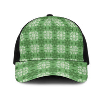 Green Hawaiian Quilt Mesh Trucker Cap Hawaii Pineapple Monstera Palaka Motifs - Polynesian Pride