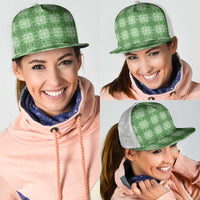 Green Hawaiian Quilt Mesh Trucker Cap Hawaii Pineapple Monstera Palaka Motifs - Polynesian Pride