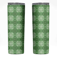 Green Hawaiian Quilt Skinny Tumbler Hawaii Pineapple Monstera Palaka Motifs LT14 Green - Polynesian Pride