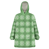 Green Hawaiian Quilt Wearable Blanket Hoodie Hawaii Pineapple Monstera Palaka Motifs LT14 One Size Green - Polynesian Pride