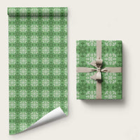 Green Hawaiian Quilt Wrapping Paper Hawaii Pineapple Monstera Palaka Motifs - Polynesian Pride