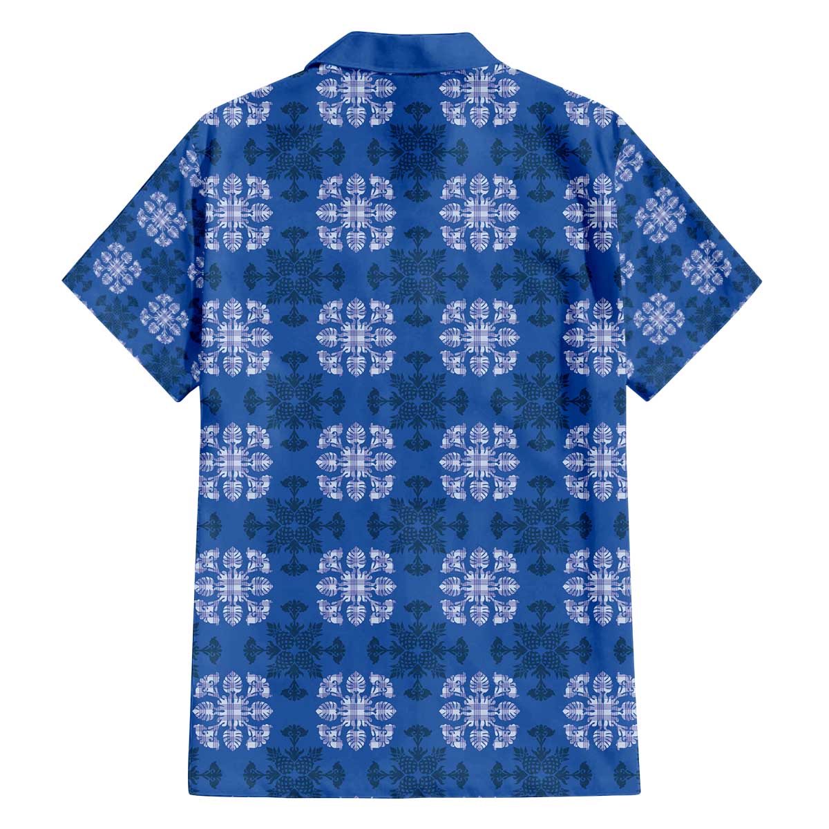Royal Blue Hawaiian Quilt Family Matching Off The Shoulder Long Sleeve Dress and Hawaiian Shirt Hawaii Pineapple Monstera Palaka Motifs LT14 - Polynesian Pride