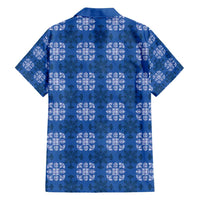 Royal Blue Hawaiian Quilt Family Matching Off Shoulder Short Dress and Hawaiian Shirt Hawaii Pineapple Monstera Palaka Motifs LT14 - Polynesian Pride