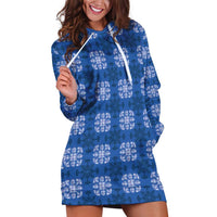 Royal Blue Hawaiian Quilt Hoodie Dress Hawaii Pineapple Monstera Palaka Motifs LT14 Royal Blue - Polynesian Pride