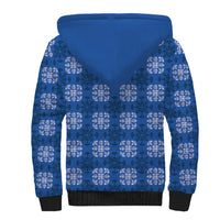 Royal Blue Hawaiian Quilt Sherpa Hoodie Hawaii Pineapple Monstera Palaka Motifs LT14 - Polynesian Pride