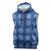 Royal Blue Hawaiian Quilt Sleeveless Hoodie Hawaii Pineapple Monstera Palaka Motifs LT14 Royal Blue - Polynesian Pride