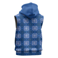 Royal Blue Hawaiian Quilt Sleeveless Hoodie Hawaii Pineapple Monstera Palaka Motifs LT14 - Polynesian Pride