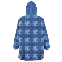 Royal Blue Hawaiian Quilt Wearable Blanket Hoodie Hawaii Pineapple Monstera Palaka Motifs LT14 - Polynesian Pride