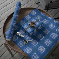 Royal Blue Hawaiian Quilt Wrapping Paper Hawaii Pineapple Monstera Palaka Motifs LT14 - Polynesian Pride