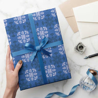 Royal Blue Hawaiian Quilt Wrapping Paper Hawaii Pineapple Monstera Palaka Motifs LT14 - Polynesian Pride