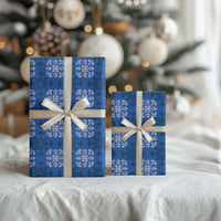 Royal Blue Hawaiian Quilt Wrapping Paper Hawaii Pineapple Monstera Palaka Motifs LT14 - Polynesian Pride
